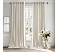 MIULEE Thick Velvet Curtains for Bedroom 2 Panel Set, Elegant Home Decor Room Darkening Velvet Curtains for Living Room, Ivory Eyelet Curtain 88 Drop, Each Panel 90 x 90 Inches