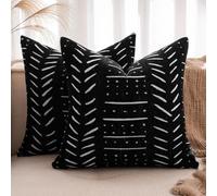 MIULEE Throw Pillow Case Cushion Covers Modern Chenille Decorative Cushions for Sofa Pillowcases for Couch Livingroom Sofa Bed with Invisible Zipper 45x45cm 18x18 Inch 2 Packs B-black