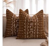MIULEE Throw Pillow Case Cushion Covers Modern Chenille Decorative Cushions for Sofa Pillowcases for Couch Livingroom Sofa Bed with Invisible Zipper 40x40cm 16x16 Inch 2 Packs H-light brown