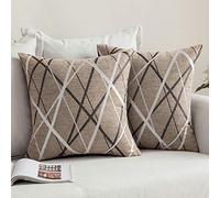 MIULEE Throw Pillow Case Cushion Covers Modern Line Decorative Square Cushions for Sofa Pillowcases for Couch Livingroom Sofa Bed with Invisible Zipper 45x45cm 18x18 Inch 2 Packs Light Coffee