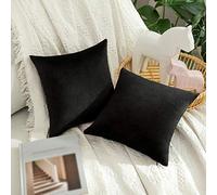 MIULEE Velvet Cushion Covers 30 x 30 Black Soft Sofa Cushions 2 Pieces