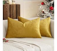 MIULEE Velvet Cushion Covers 30 x 50 Gold Sofa Cushions 2 Pieces