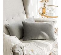 MIULEE Velvet Cushion Covers 30 x 50 Grey Soft Sofa Cushions 2 Pieces