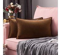 MIULEE Velvet Cushion Covers 30cm x 50cm Chocolat Decorative Oblong Throw Pillow Covers Rectangular Flanges Pillowcases Soft for Livingroom Sofa Bedroom with Invisible Zipper 12 x 20 Inch Pack of 2