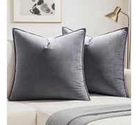 MIULEE Velvet Cushion Covers 40cm x 40cm Light Grey Decorative Square Throw Pillow Covers Flanges Pillowcases Soft for Livingroom Sofa Bedroom with Invisible Zipper 16 x 16 Inch Pack of 2