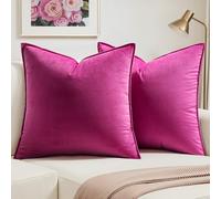 MIULEE Velvet Cushion Covers 45cm x 45cm Pink Decorative Square Throw Pillow Covers Flanges Pillowcases Soft for Livingroom Sofa Bedroom with Invisible Zipper 18 x 18 Inch Pack of 2