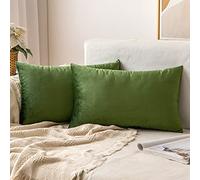 MIULEE Velvet Cushion Covers Soft Decorative Square Throw Pillow Case Pillowcases for Livingroom Sofa Bedroom with Invisible Zipper 16"x24" 40cm x 60cm 2 Pieces Matcha Green