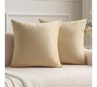 MIULEE Velvet Cushion Covers Soft Decorative Square Throw Pillow Case Pillowcases for Livingroom Sofa Bedroom with Invisible Zipper 20"x20" 50cm x 50cm 2 Pieces Beige