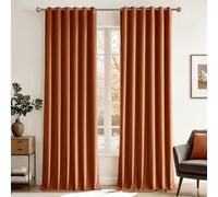 MIULEE Velvet Eyelet Curtains Burnt Orange 2 Panels 90x90 Room Darkening | Soft Elegant Thick Velvet Window Curtains, Light Blocking Thermal Treatments for Bedroom Living Room Home Decor