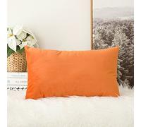MIULEE Velvet Soft Decorative Square Throw Pillow Case Cushion Covers Luxury Pillowcases for Livingroom Sofa Bedroom with Invisible Zipper 30cm x 50cm 12x20 Inch 1 Piece Orange