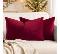 MIULEE Velvet Soft Decorative Square Throw Pillow Case Cushion Covers Pillowcases for Livingroom Sofa Bedroom with Invisible Zipper 16"x24" 40x60 cm 2 Pieces Wine Red