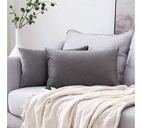 MIULEE Velvet Soft Decorative Square Throw Pillow Case Cushion Covers Pillowcases for Livingroom Sofa Bedroom with Invisible Zipper 12"x20" 2 Pieces Charcoal