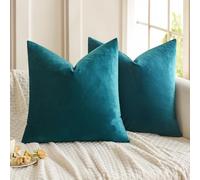 MIULEE Velvet Soft Decorative Square Throw Pillow Case Cushion Covers Pillowcases for Livingroom Sofa Bedroom with Invisible Zipper 20"x20" 50 x 50cm 2 Pieces Peacock Blue