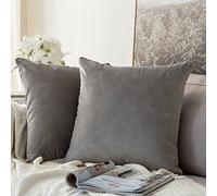 MIULEE Velvet Soft Decorative Square Throw Pillow Case Cushion Covers Pillowcases for Livingroom Sofa Bedroom with Invisible Zipper 60cm x 60cm 24x24 Inch 2 Pieces Grey