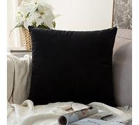 MIULEE Velvet Soft Decorative Square Throw Pillow Case Cushion Covers Pillowcases for Livingroom Sofa Bedroom with Invisible Zipper 26"x26" 1 Piece Black