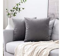 MIULEE Velvet Soft Decorative Square Throw Pillow Case Cushion Covers Pillowcases for Livingroom Sofa Bedroom with Invisible Zipper 24"x24" 2 Pieces Charcoal