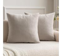 MIULEE Velvet Soft Soild Microfiber Decorative Square Pillow Case Throw Cushion Cover for Sofa Bedroom with Invisible Zipper 16x16 Inch 40x40cm Heart Wood Set of 2 Lined