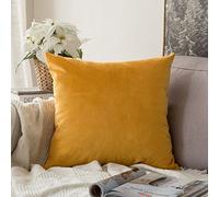 MIULEE Velvet Soft Soild Microfiber Decorative Square Pillow Case Throw Cushion Cover for Sofa Bedroom with Invisible Zipper 16x16 Inch 40x40cm Orange Yellow 1 Piece
