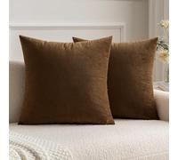 MIULEE Velvet Soft Soild Microfiber Decorative Square Pillow Case Throw Cushion Cover for Sofa Bedroom with Invisible Zipper 16x16 Inch 40x40cm Chocolate Set of 2 Lined