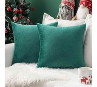 MIULEE Velvet Soft Soild Microfiber Decorative Square Pillow Case Throw Cushion Cover for Sofa Bedroom with Invisible Zipper 16x16 Inch 40x40cm Turquoise Set of 2 Lined