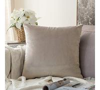 MIULEE Velvet Soft Soild Microfiber Decorative Square Pillow Case Throw Cushion Cover for Sofa Bedroom with Invisible Zipper 16x16 Inch 40x40cm Heart Wood 1 Piece