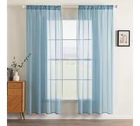 MIULEE Voile Curtain Panels Gray-Blue Semi Transparent Sheer Window Curtains Solid Soft Voile 69 Inch Drop for Bedroom Living Room Rod Pocket 55" Wx 69" L (140x175cm), Set of 2