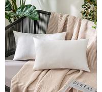 MIULEE Waterproof Outdoor Cushion Covers 12x20 Inches Set of 2 Water Resistant Decorative Throw Pillow Covers Outside for Garden Furniture Patio Couch Sofa Bed Linen Balcony, 30x50cm White