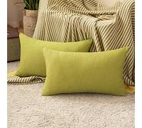 MIULEE Waterproof Outdoor Cushion Covers 12x20 Inches Set of 2 Water Resistant Decorative Throw Pillow Covers Outside for Garden Furniture Patio Couch Sofa Bed Linen Balcony, 30x50cm Green