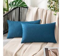 MIULEE Waterproof Outdoor Cushion Covers 12x20 Inches Set of 2 Water Resistant Decorative Throw Pillow Covers Outside for Garden Furniture Patio Couch Sofa Bed Linen Balcony, 30x50cm Navy