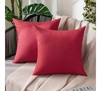 MIULEE Waterproof Outdoor Cushion Covers 16x16 Inches Set of 2 Water Resistant Decorative Throw Pillow Covers Outside for Garden Furniture Patio Couch Sofa Bed Linen Balcony, 40x40cm Red