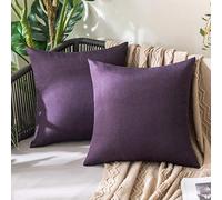 MIULEE Waterproof Outdoor Cushion Covers 16x16 Inches Set of 2 Water Resistant Decorative Throw Pillow Covers Outside for Garden Furniture Patio Couch Sofa Bed Balcony, 40x40cm Eggplant Purple