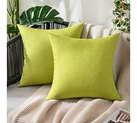 MIULEE Waterproof Outdoor Cushion Covers 16x16 Inches Set of 2 Water Resistant Decorative Throw Pillow Covers Outside for Garden Furniture Patio Couch Sofa Bed Linen Balcony, 40x40cm Green
