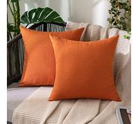 MIULEE Waterproof Outdoor Cushion Covers 20x20 Inches Set of 2 Water Resistant Decorative Throw Pillow Covers Outside for Garden Furniture Patio Couch Sofa Bed Linen Balcony, 50x50cm Orange