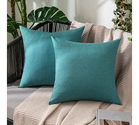 MIULEE Waterproof Outdoor Cushion Covers 20x20 Inches Set of 2 Water Resistant Decorative Throw Pillow Covers Outside for Garden Furniture Patio Couch Sofa Bed Linen Balcony, 50x50cm Peacock Blue