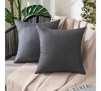 MIULEE Waterproof Outdoor Cushion Covers 20x20 Inches Set of 2 Water Resistant Decorative Throw Pillow Covers Outside for Garden Furniture Patio Couch Sofa Bed Linen Balcony, 50x50cm Dark Grey