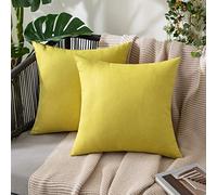 MIULEE Waterproof Outdoor Cushion Covers 20x20 Inches Set of 2 Water Resistant Decorative Throw Pillow Covers Outside for Garden Furniture Patio Couch Sofa Bed Linen Balcony, 50x50cm Yellow