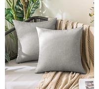 MIULEE Waterproof Outdoor Cushion Covers 24x24 Inches Set of 2 Water Resistant Decorative Throw Pillow Covers Outside for Garden Furniture Patio Couch Sofa Bed Linen Balcony, 60x60cm Grey-White
