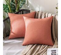 MIULEE Waterproof Outdoor Cushion Covers 24x24 Inches Set of 2 Water Resistant Decorative Throw Pillow Covers Outside for Garden Furniture Patio Couch Sofa Bed Linen Balcony, 60x60cm Coral-Red