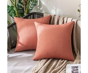 MIULEE Waterproof Outdoor Cushion Covers 24x24 Inches Set of 2 Water Resistant Decorative Throw Pillow Covers Outside for Garden Furniture Patio Couch Sofa Bed Linen Balcony, 60x60cm Coral-Red