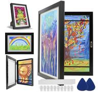 miuline Kids Art Frames Front Opening A4 Artwork Display Frame Picture for 150 Pictures Changeable Childrens Photo Storage Forever Gallery Hang Drawing Crafting, Black