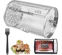 miuline Rotisserie Basket for Tower Air Fryer, Stainless Steel Grill Roaster Drum, Oven Fryer Accessories 360° Rotating Peanuts Coffee Beans BBQ Walnuts DIY Kitchen Cooking Tool (12x18cm)