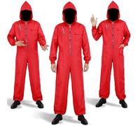 Miulruma Unisex Jumpsuit House of Money Costume Men Women Carnival Group Costume Adult Bank Robber Cosplay Halloween Fancy Dress Party Funny Costumes Red Overalls A012M