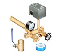 Miumoon 1"x 11"Well Pressure Tank Tee Kit with Union, 40-60Psi Pressure Switch, Ball Valve, 100 Psi Pressure Gauge, Relief Valve, Drain Valve, Well Tank Tee Kit for Tank with Diameters Up to 16"