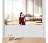 Miumoon 120 inch Retractable Baby Gates 34 inch Tall, Retractable Gate with Reinforced Strip Design to Prevent Crawling Through, 10 FT Extra Wide Retractable Dog Gate for Indoor/Outdoor
