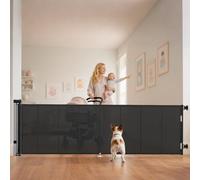 Miumoon 120 inch Retractable Baby Gates 34 inch Tall, Retractable Gate with Reinforced Strip Design to Prevent Crawling Through, 10 FT Extra Wide Retractable Dog Gate for Indoor/Outdoor