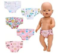 Miunana 5 Baby Doll Diapers Reusable Nappies Accessories for 14 Inch Dolls