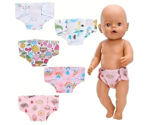 Miunana 5 Baby Doll Diapers Reusable Nappies Accessories for 14 Inch Dolls