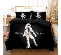 MIUNNG Michael Jackson Bedding Sets Duvet Covers Bedding Set With Zipper 3D Digital Print Microfibre + 2 Pillowcases (MJ5,Double)