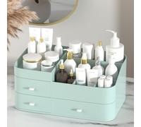 MIUOPUR Makeup Organizer for Vanity, Large Capacity Desk Organizer with Drawers for Cosmetics, Lipsticks, Jewelry, Nail Care, Skincare, Ideal for Bedroom and Bathroom Countertops - Large Green