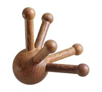 MIUPOO 5 Points Wooden Handheld Acupoint Massager, Wood Round Ball Meridian Massage Tool for Head Neck Shoulder Body Muscle Relaxation Stress Relief,1 Pieces.